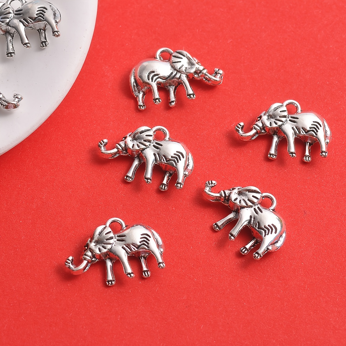 13pcs Elephant Relief Pendant Set, Distressed Finish